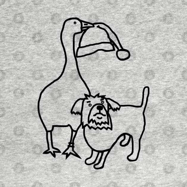 Goose Steals Santa Hat from Cute Dog Outline by ellenhenryart